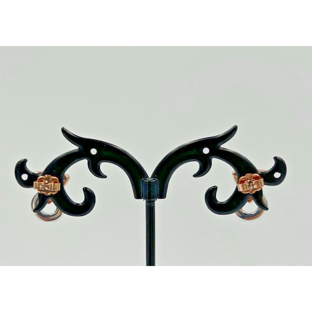 Guess Logo Earrings Rose Gold/Silver Tone w/CZ Stud earrings and Dust Bag - Picture 10 of 10